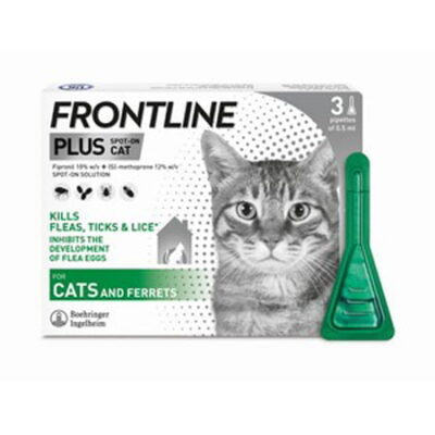 Frontline Plus Spot on for Cats & Ferrets x 3 Pipettes