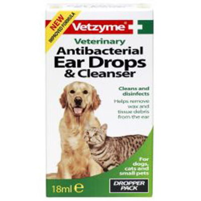 Vetzyme Antibacterial Ear Drops & Cleaner 18ml
