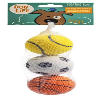 Dog Life Floaties Rubber Sports Balls 2½" 3-Pk