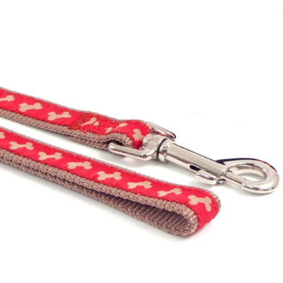 Wag 'n' Walk Leads - Red/Beige Bone