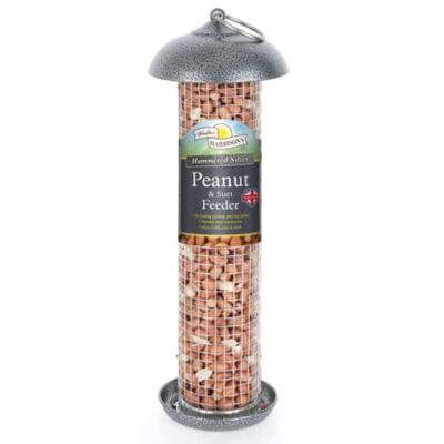 Hammered Silver Peanut & Suet Feeder