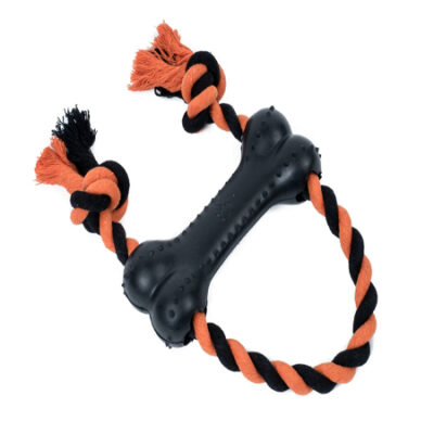 SERIOUSLY STRONG RUBBER BONE TUGGER DOG TOY